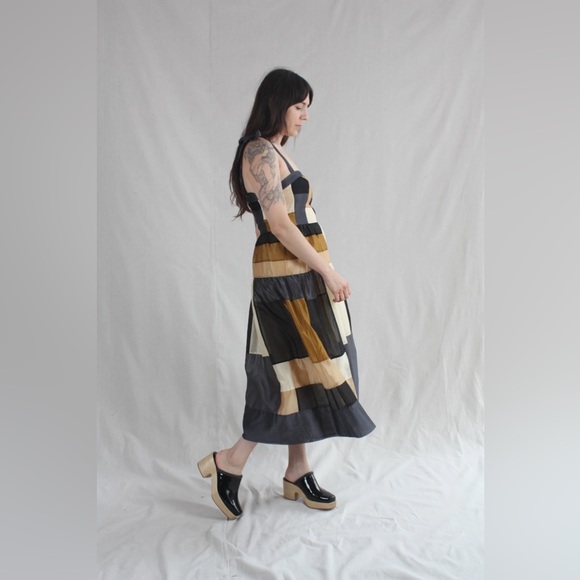 Ulla Johnson Minerva Patchwork Dress Blue Gold Size 4 - Picture 5 of 16